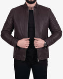 Classic Brown Buffalo Leather Biker Jacket