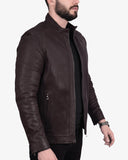 Classic Brown Buffalo Leather Biker Jacket