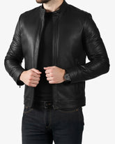 Premium Black Leather Shirt Collar Jacket