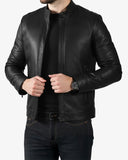 Premium Black Leather Shirt Collar Jacket