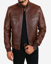 Brown Leather Men's Pilot Jacket