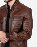 Brown Leather Men's Pilot Jacket