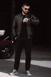Lonic black leather pilot jacket