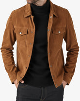 Men’s Suede Trucker Leather Jacket
