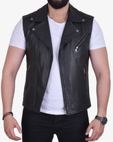 Black leather perfecto vest