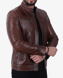 Brown lambskin leather jacket