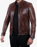Brown lambskin leather jacket
