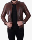 Brown lambskin leather jacket