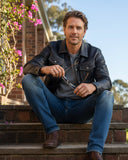 Black Leather Trucker Jacket for Men