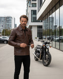 Men’s Brown Crocodile-Embossed Leather Jacket