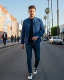 Classic Blue Suede Leather Jacket for Men