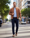 Men’s Cognac Leather Bomber Jacket