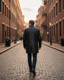 Premium Black Leather Overcoat for Men