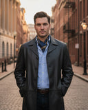Premium Black Leather Overcoat for Men