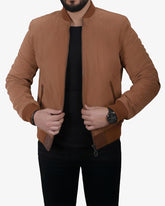 Men’s Cognac Leather Bomber Jacket
