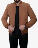 Men’s Cognac Leather Bomber Jacket