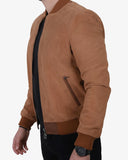Men’s Cognac Leather Bomber Jacket