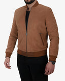 Men’s Cognac Leather Bomber Jacket