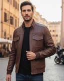 Mahogany Brown Leather Jacket for Men