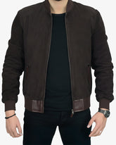 Brown Suede Bomber Jacket for Men