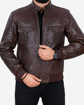 Mahogany Brown Leather Jacket for Men
