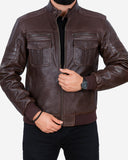 Mahogany Brown Leather Jacket for Men