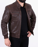 Mahogany Brown Leather Jacket for Men