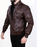 Mahogany Brown Leather Jacket for Men