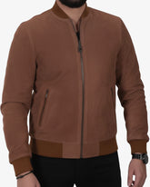 Men’s Tobacco Leather Bomber Jacket
