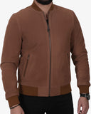 Men’s Tobacco Leather Bomber Jacket