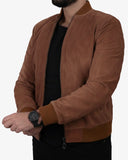 Men’s Tobacco Leather Bomber Jacket