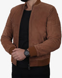 Men’s Tobacco Leather Bomber Jacket