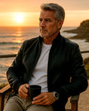 Black leather jacket for men