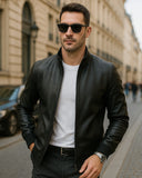 Black leather jacket for men