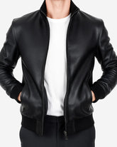Black leather jacket for men