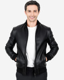 Black leather jacket for men