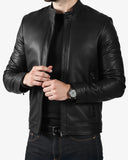 Premium Black Leather Shirt Collar Jacket