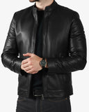 Premium Black Leather Shirt Collar Jacket