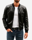 Lonic black leather pilot jacket