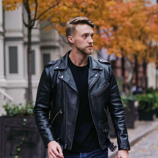 black leather jacket