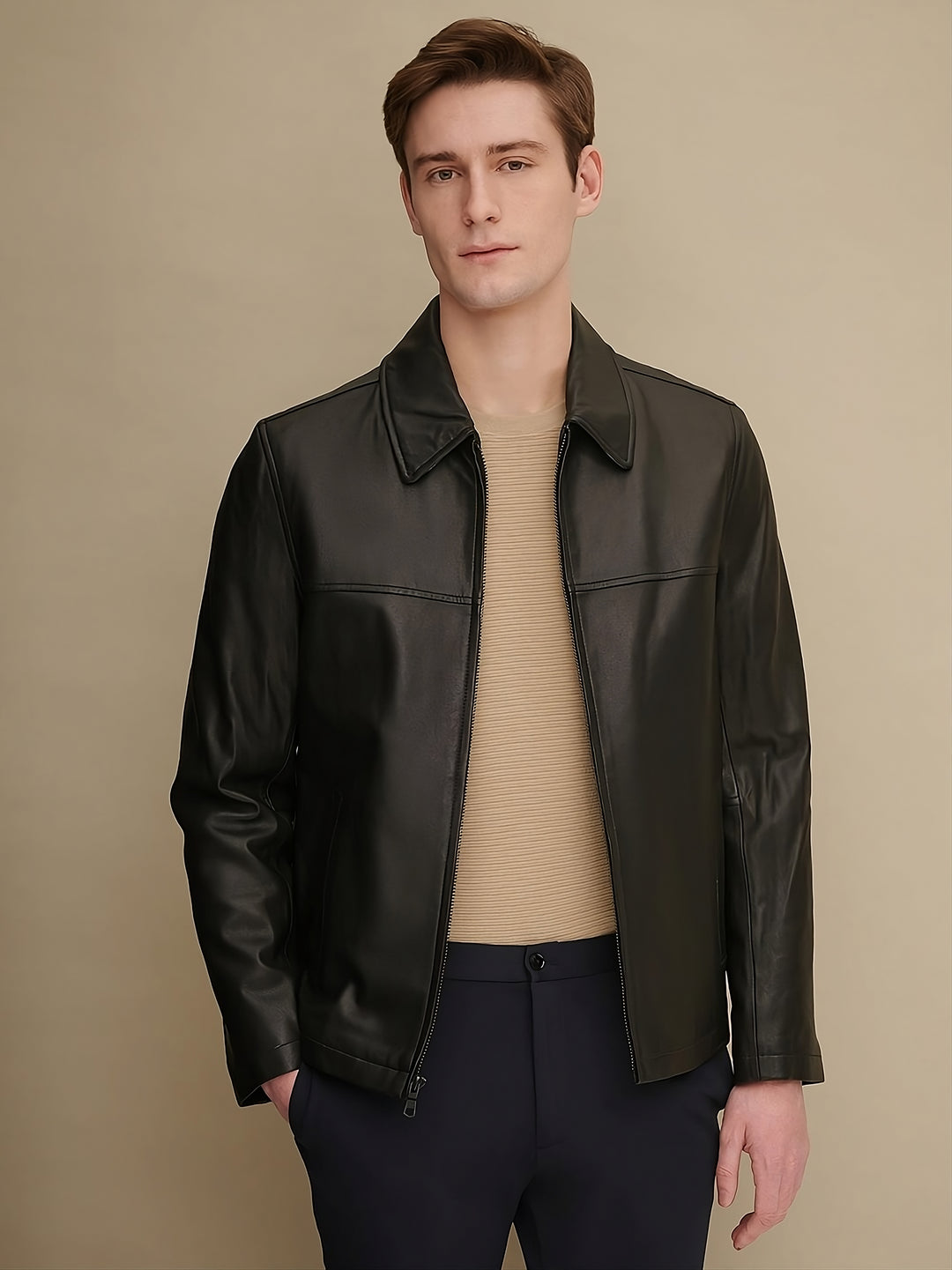 Bold and Brave Leather Bomber Jacket