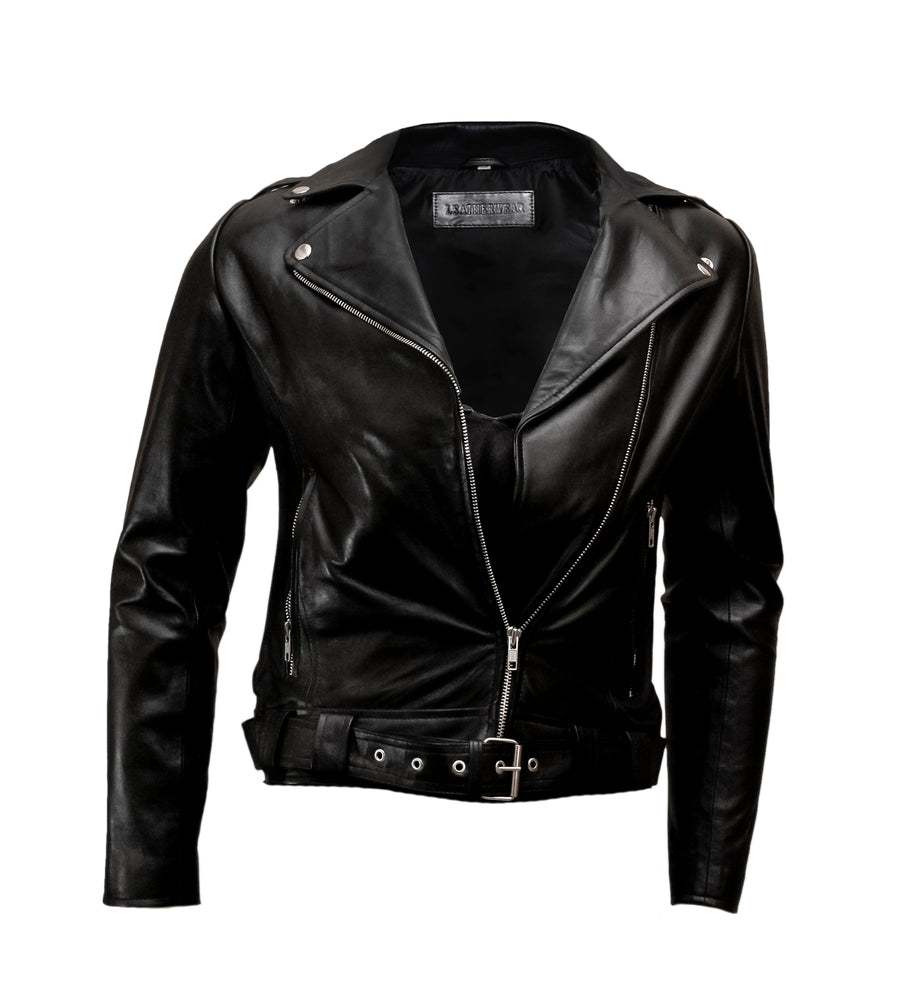 Biker leather jacket mens