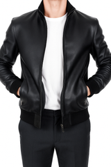 Black leather jacket for men