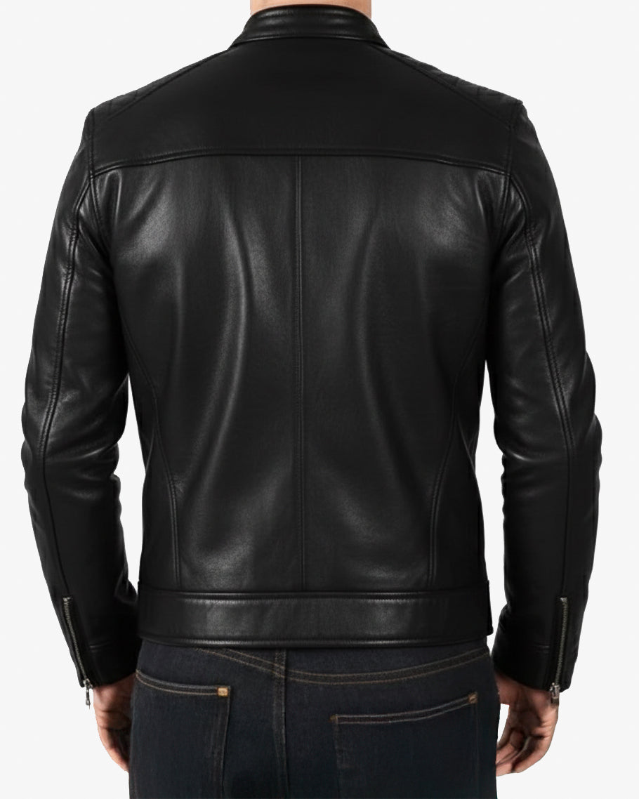 Premium Black Leather Shirt Collar Jacket