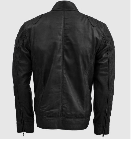 Moto Racer Bomber Leather Jacket