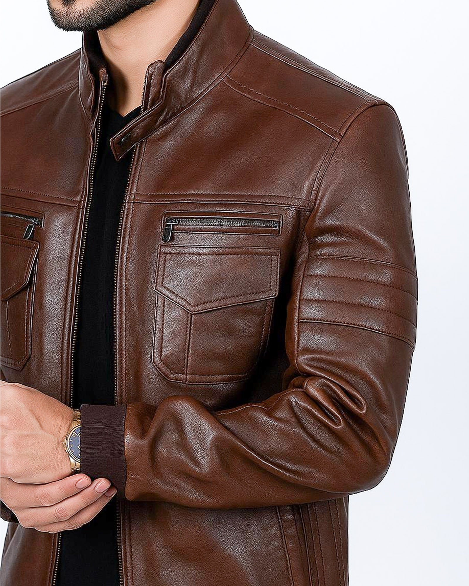 Brown Leather Men's Pilot Jacket