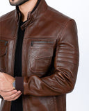 Brown Leather Men's Pilot Jacket