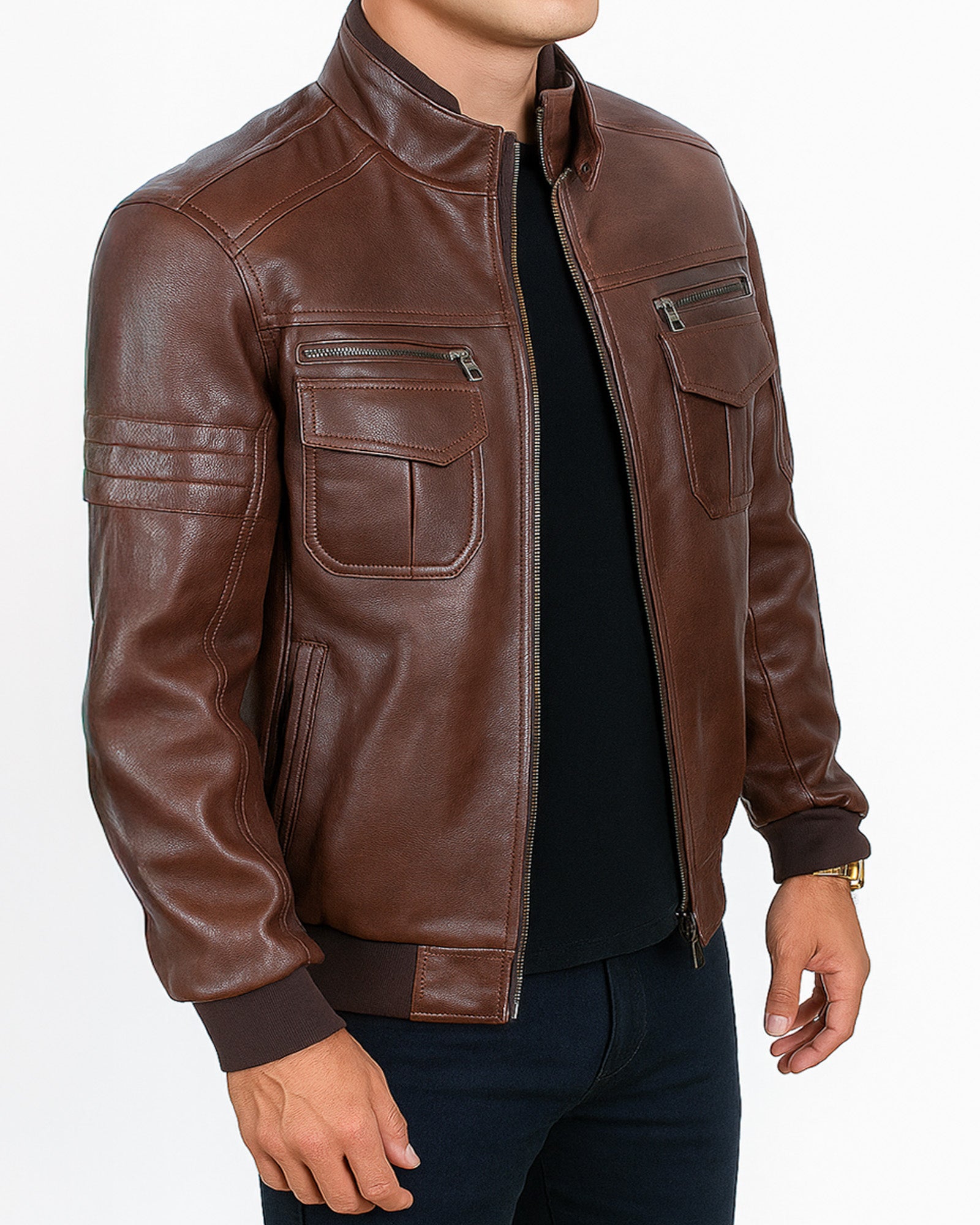 Brown Leather Men's Pilot Jacket