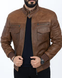 Brown Multi-Layer Pocket Pilot Jacket