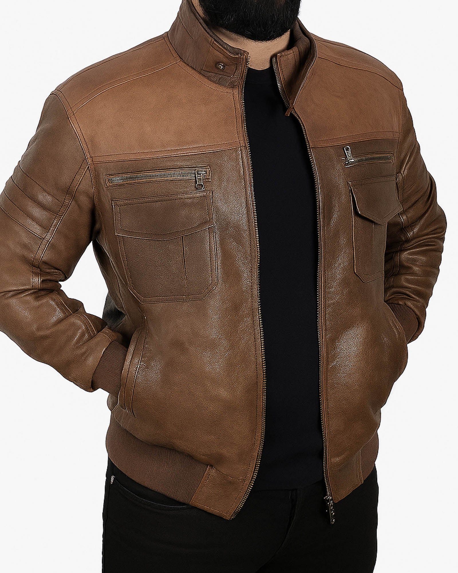 Brown Multi-Layer Pocket Pilot Jacket